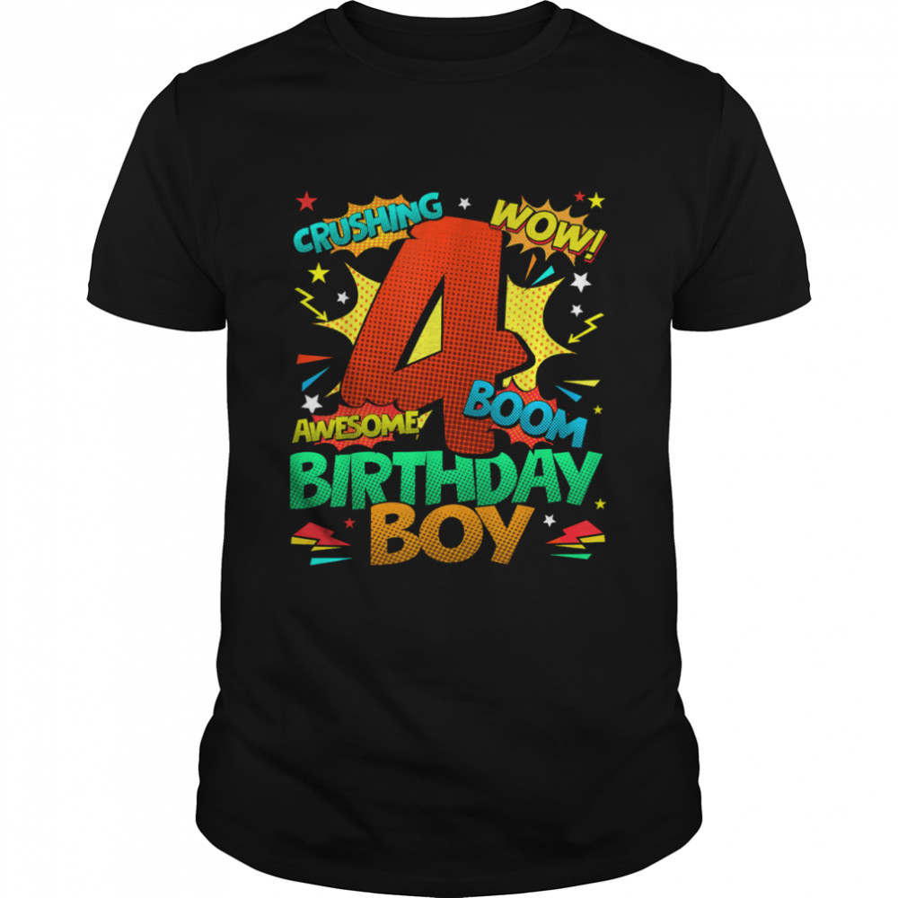4th Birthday Kids Comic Style Kids Boys 4th Birthday shirt Classic Men's T-shirt