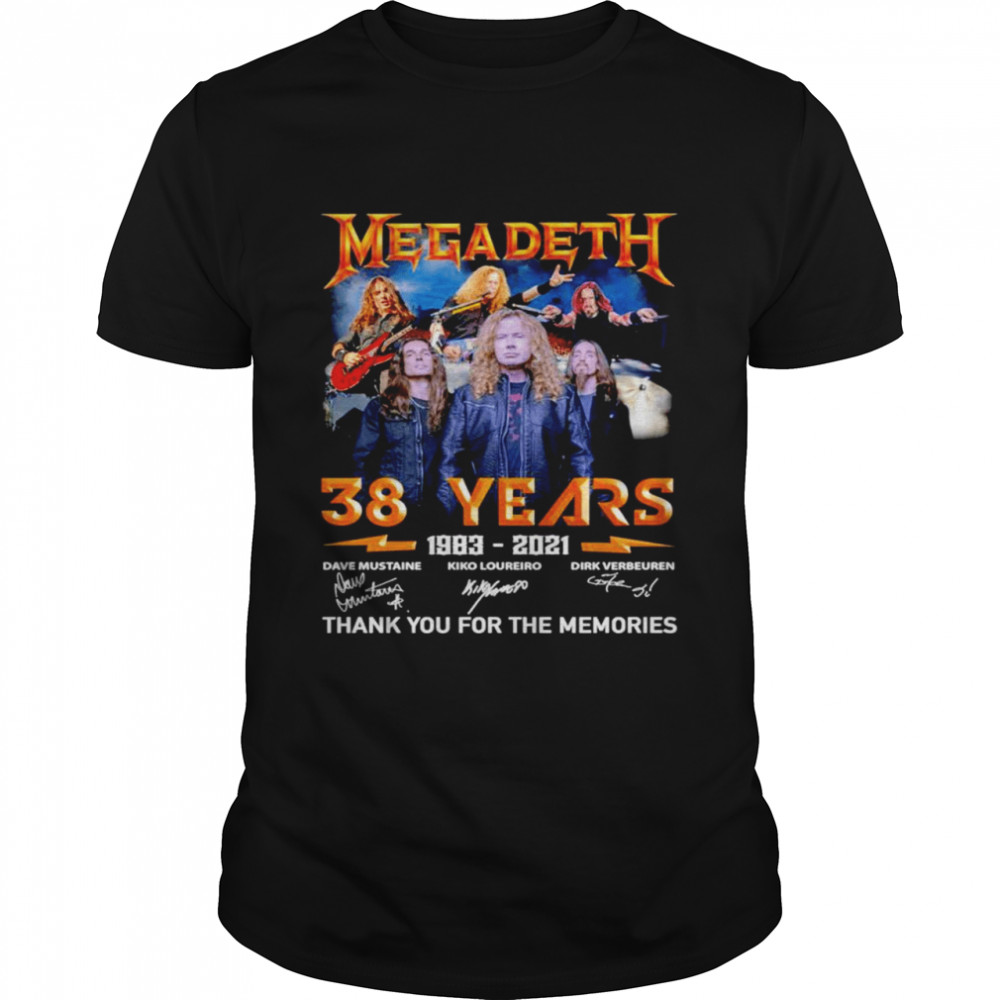 Megadeth 38th years 1983 2021 signatures shirt