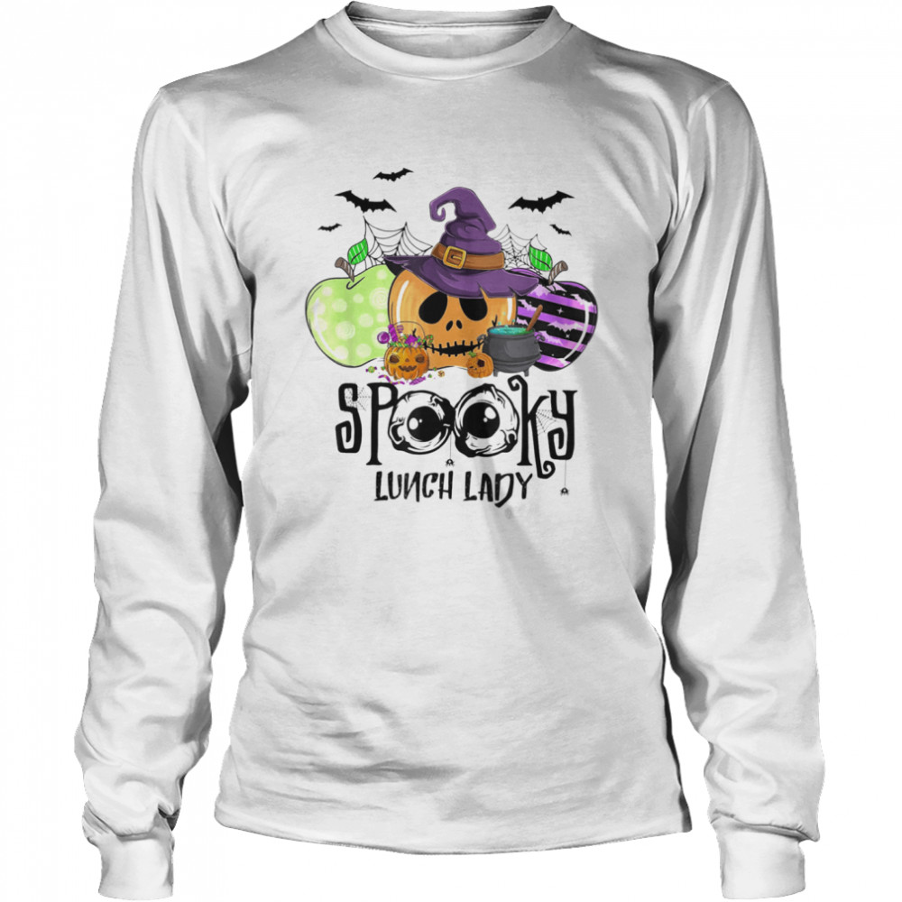 Apples Pumpkin Spooky Lunch Lady Halloween shirt Long Sleeved T-shirt