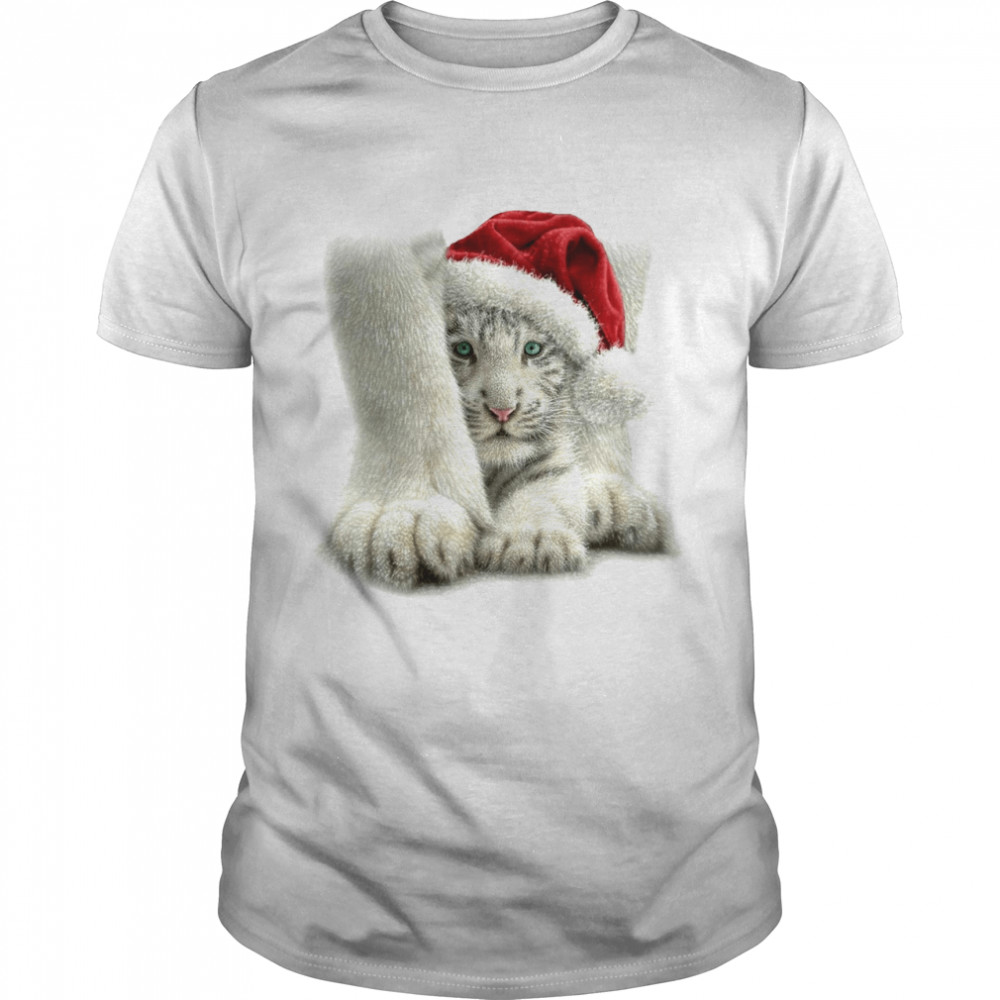 Cat white santa merry christmas shirt Classic Men's T-shirt