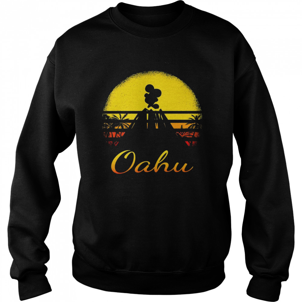 Oahu Island Hawaii Summer Vacation Retro Volcano 80s Vintage  Unisex Sweatshirt