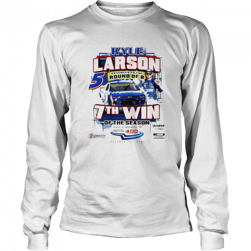 Kyle Larson Checkered Flag 2021 Bank of America Roval 400 Race Winner T-shirt Long Sleeved T-shirt