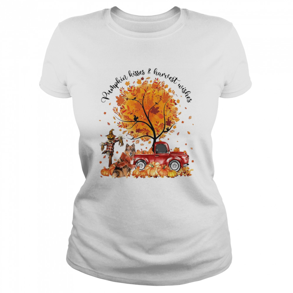 Eurasier Pumpkin Kisses And Harvest Wishes Halloween T-shirt Classic Women's T-shirt