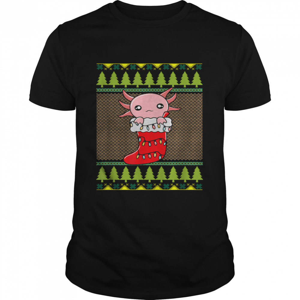 Christmas Axolotl Stocking Cute Ugly Christmas T-Shirt