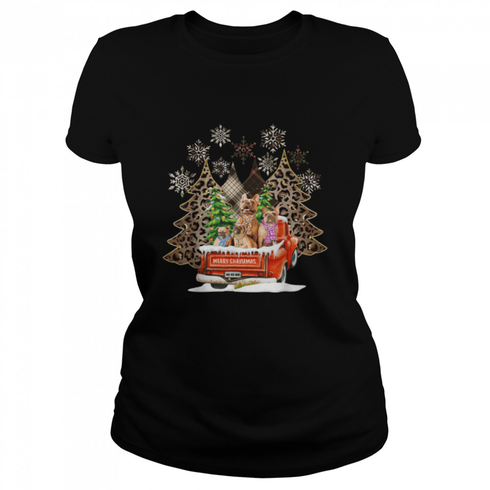 Christmas Pajama Trees Plaid Leopard Family French Bulldog T- B09JPDVVTM Classic Women's T-shirt