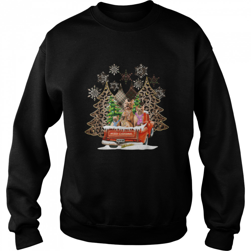 Christmas Pajama Trees Plaid Leopard Family French Bulldog T- B09JPDVVTM Unisex Sweatshirt