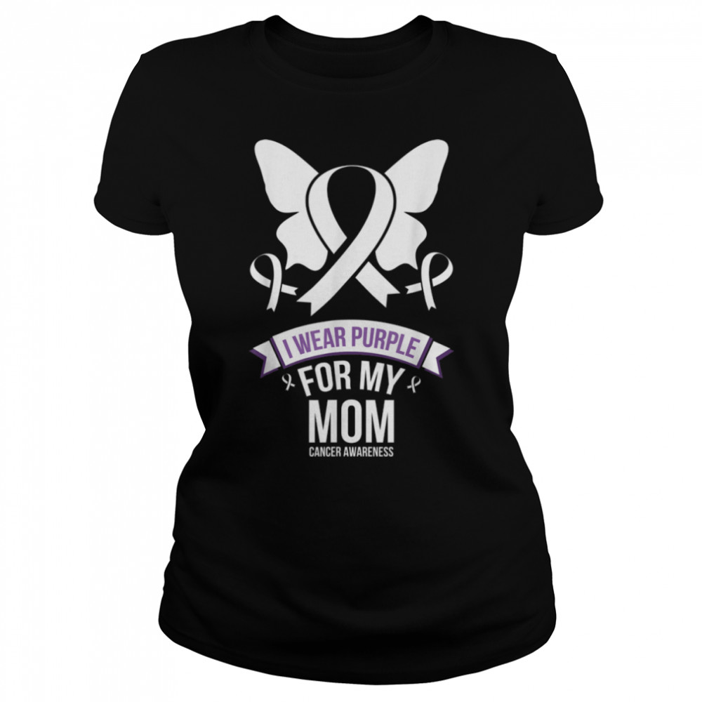 I wear purple for my MOM ,Pancreatic Cancer Awareness T- B09JP6TL9S Classic Women's T-shirt