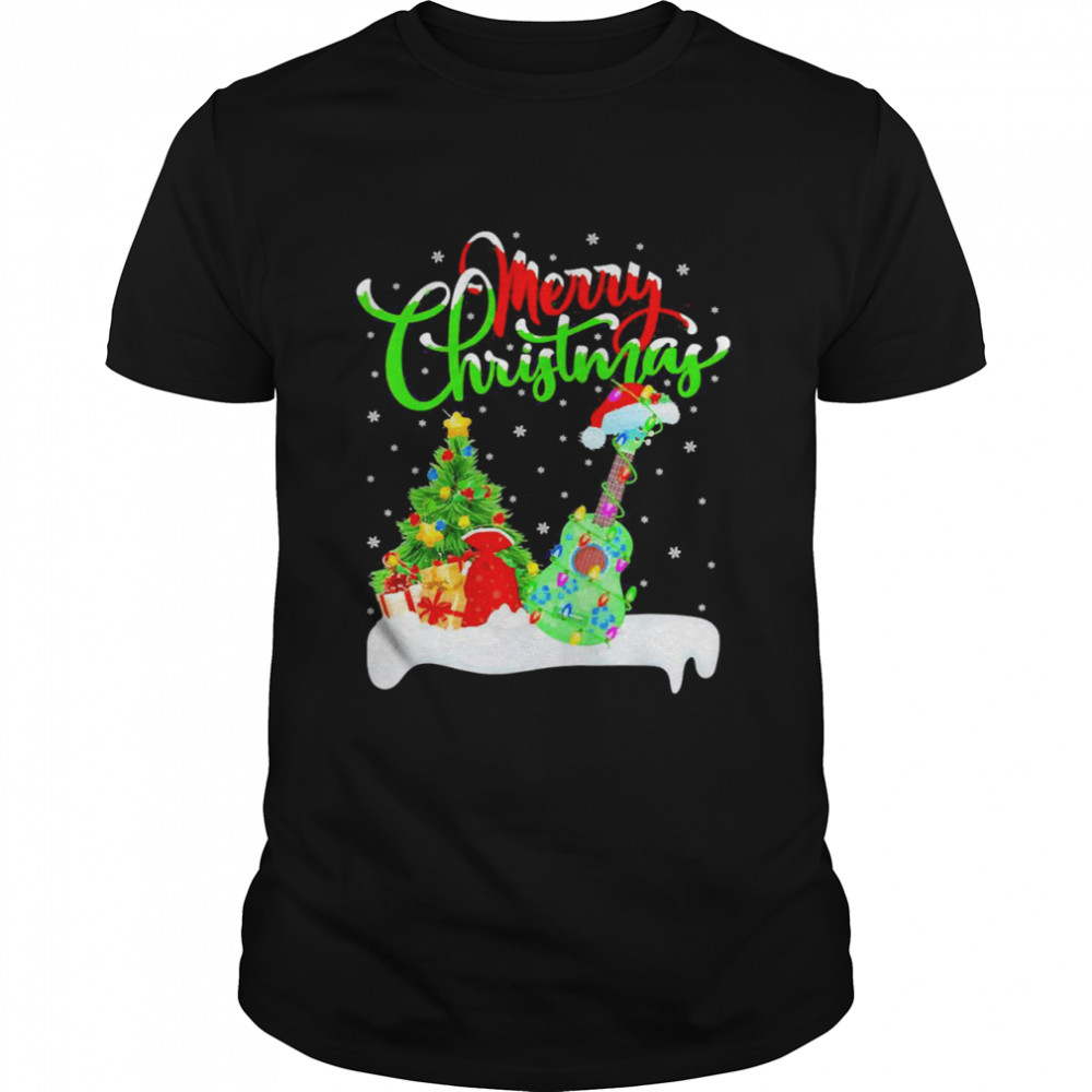 Ukulele Music Xmas Lighting Santa Ukulele Christmas Shirt