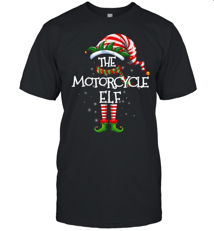 Motorcycle Elf Matching Family Group Christmas Party Pajama T-shirt