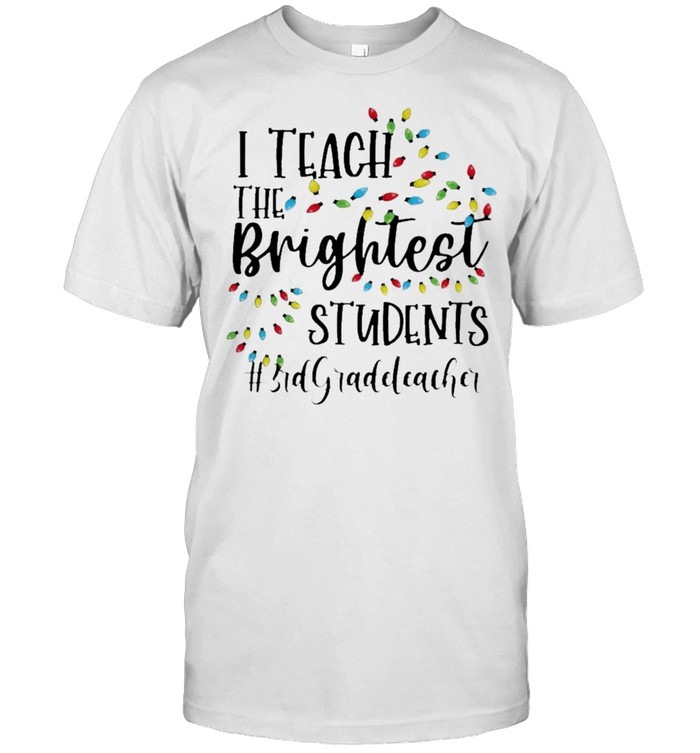 Merry Christmas Light I Teacher the Brightest Students #3rd Grade Teacher Classic Men's T-shirt