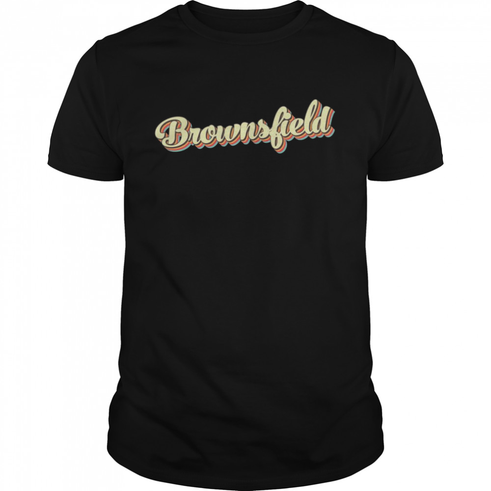 Brownsfield Retro Art Baseball Font Vintage  Classic Men's T-shirt