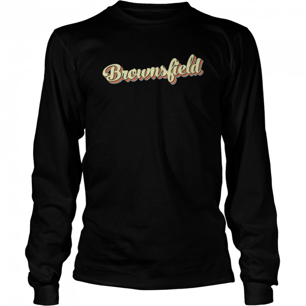 Brownsfield Retro Art Baseball Font Vintage  Long Sleeved T-shirt