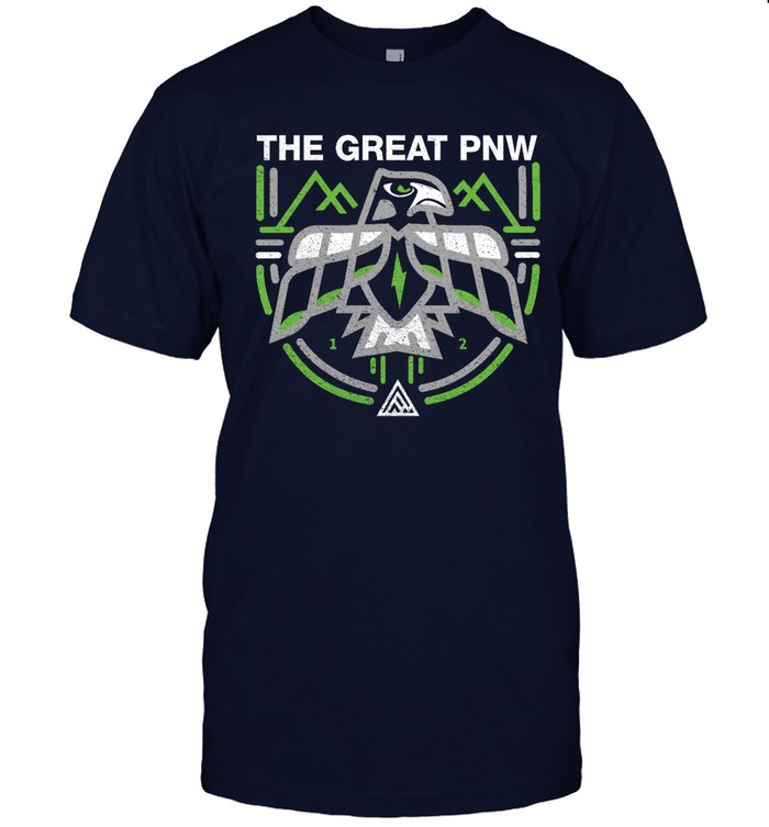 The Great Pnw College Navy Seattle Seahawks Hawk T Shirt