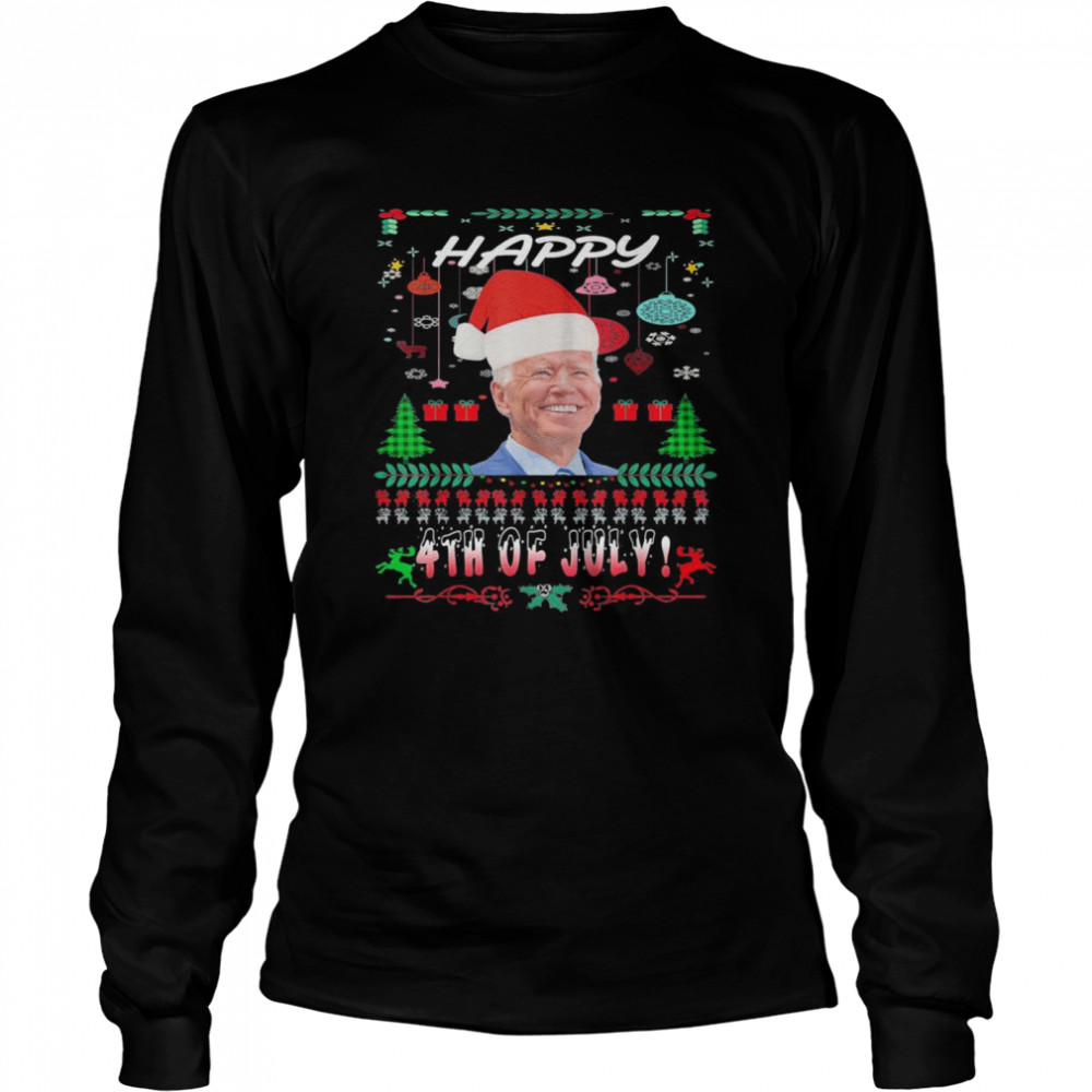 Biden Santa Claus,Happy 4th of July Ugly Christmas T- Long Sleeved T-shirt