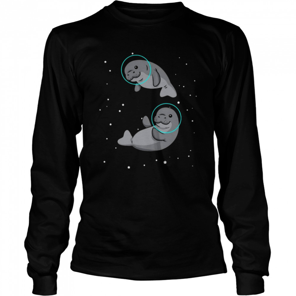 Manatee Astronaut Manatee Gift Women Space Manatee Long Sleeved T-shirt