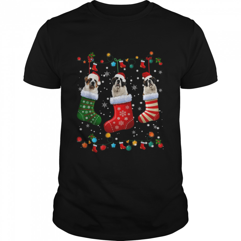 Saint Bernard Christmas Socks Pajama Xmas Dog Shirt
