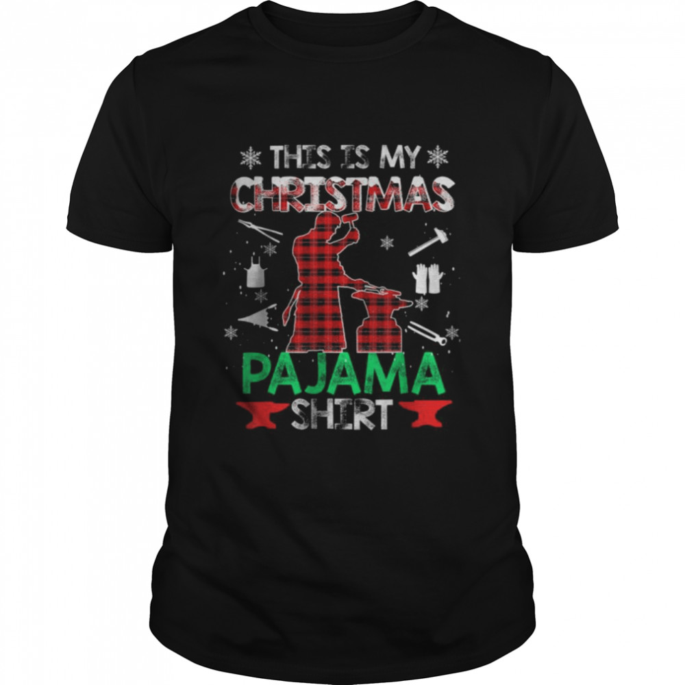 This Is My Christmas Pajama Red Plaid Xmas Blacksmith T-Shirt