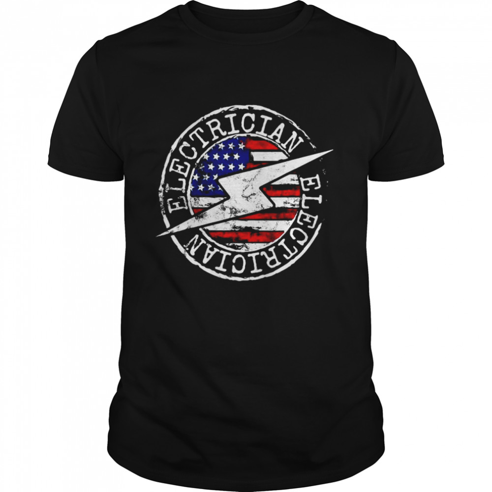 Electrician American Flag Electrical Gift Usa Stamp Style Shirt