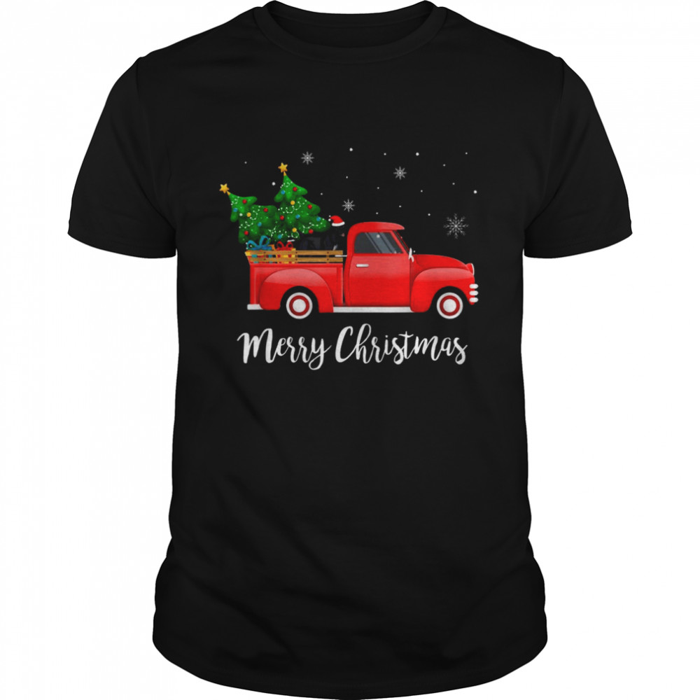 Cane Corso Mastiff Dog Riding Red Truck Christmas  Classic Men's T-shirt