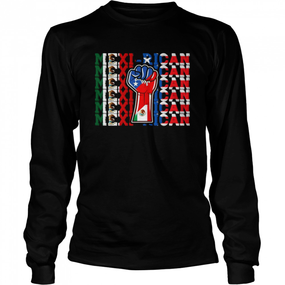 MexiRican Mexico Puerto Rico pride lettering Flag  Long Sleeved T-shirt