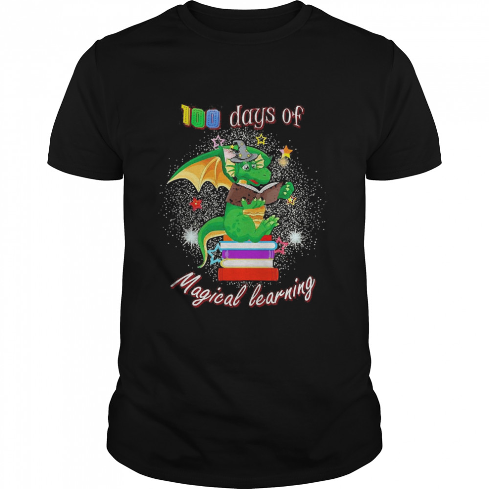 100 Days Of School Magical Learning Book Dragon Teacher Shirt