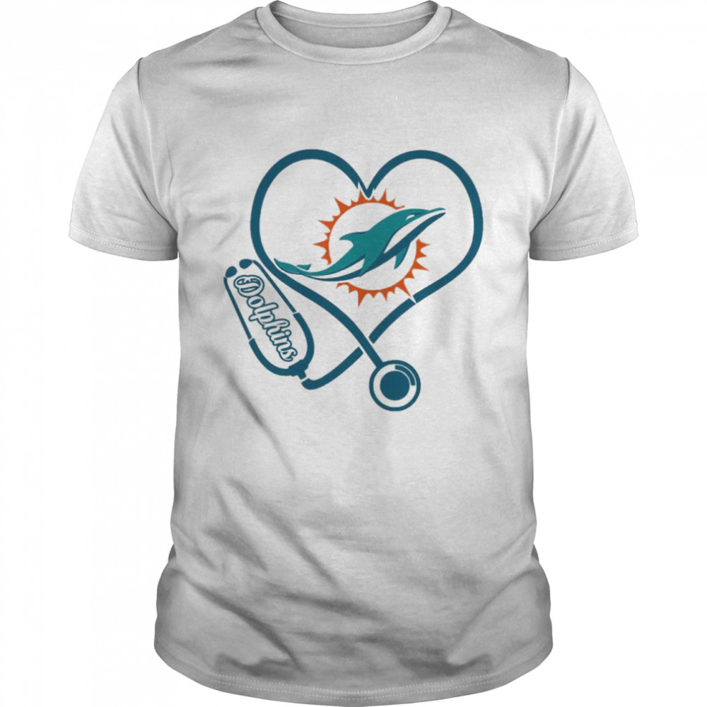Nurse Love Miami Dolphins Heartbeat Shirt