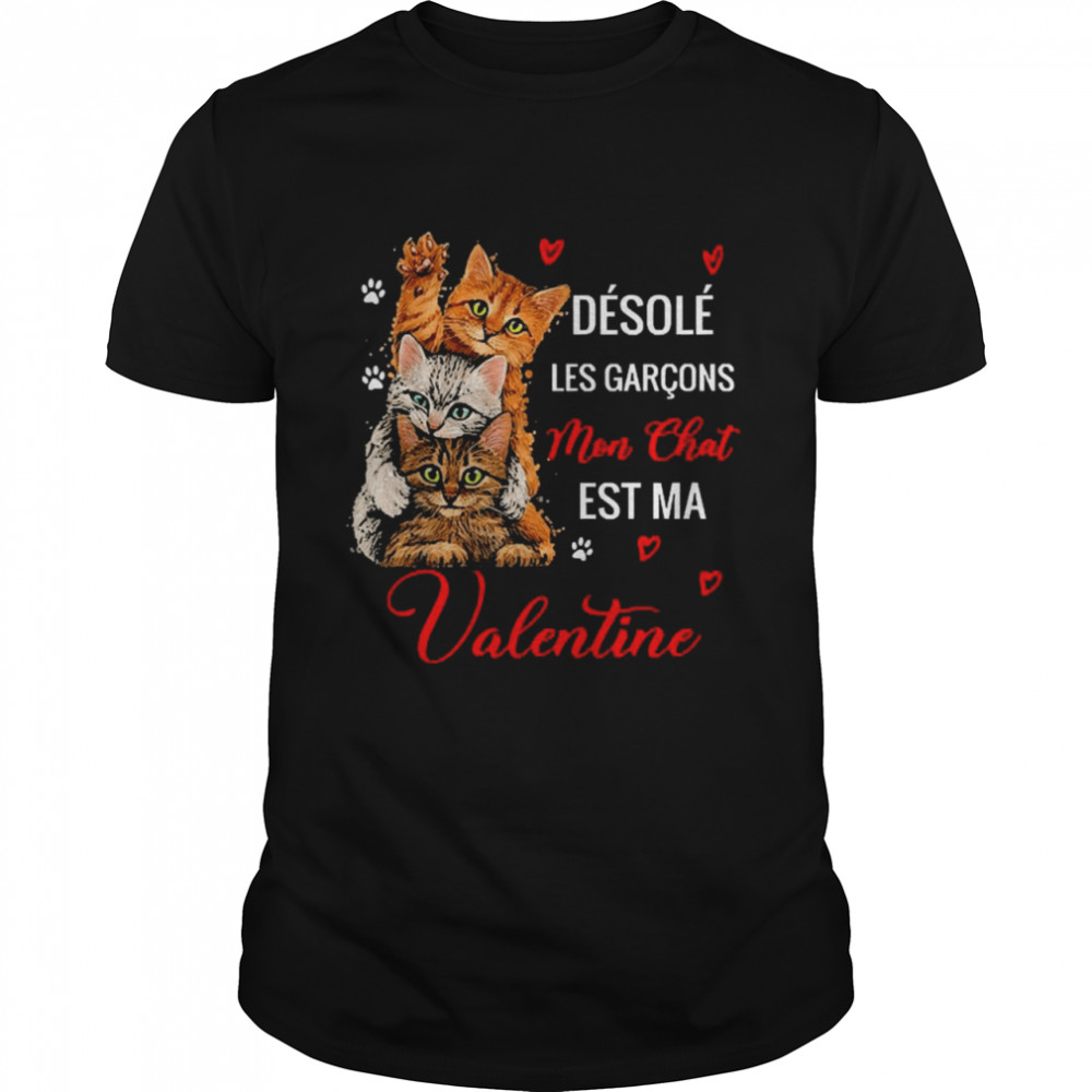 Désolé Les Garçons Mon Chat Est Ma Valentine Cats  Classic Men's T-shirt