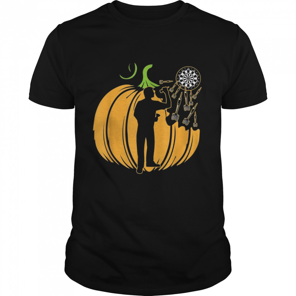 Darts Player Pumpkin Veggie Fall Cool Sports Classic Men's T-shirt