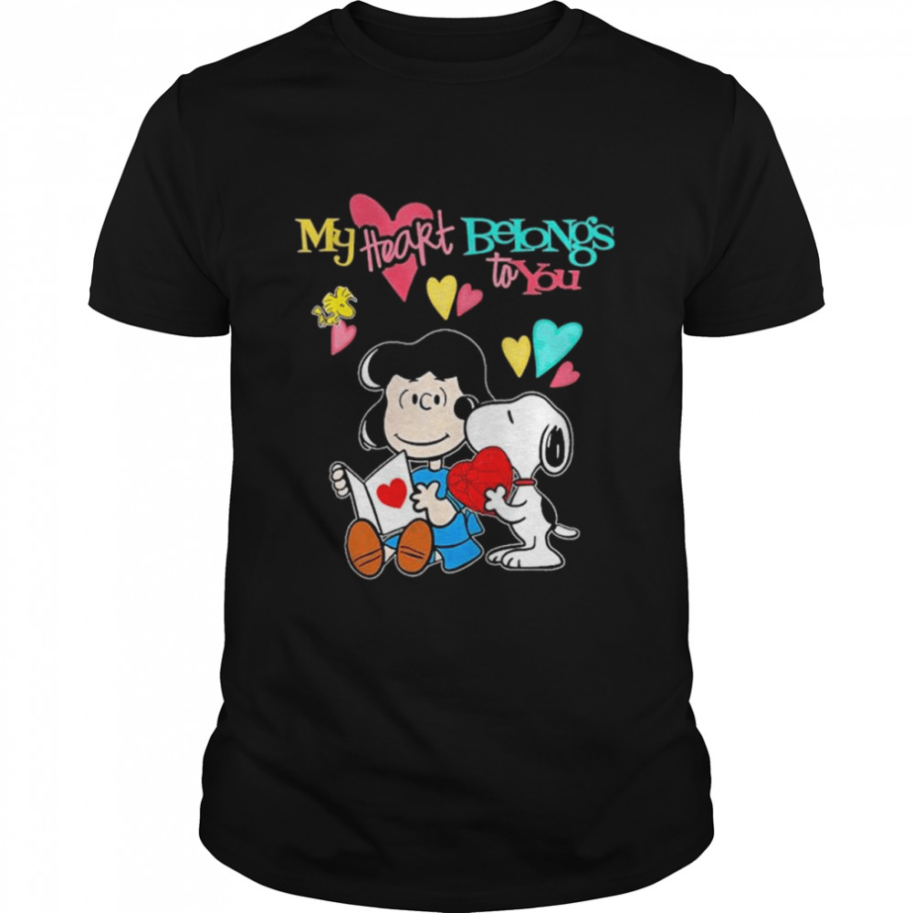 Snoopy and woodstock my heart belongs to you shirt Classic Men's T-shirt