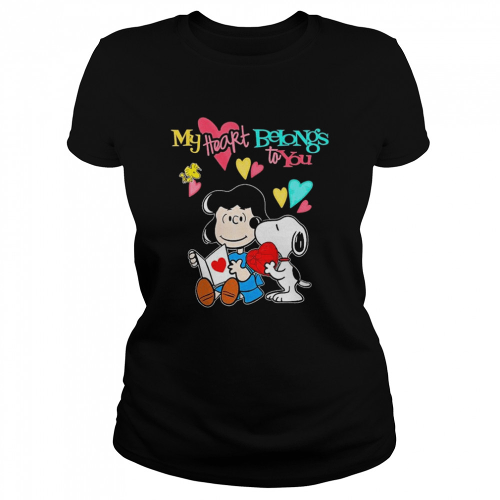 Snoopy and woodstock my heart belongs to you shirt Classic Women's T-shirt