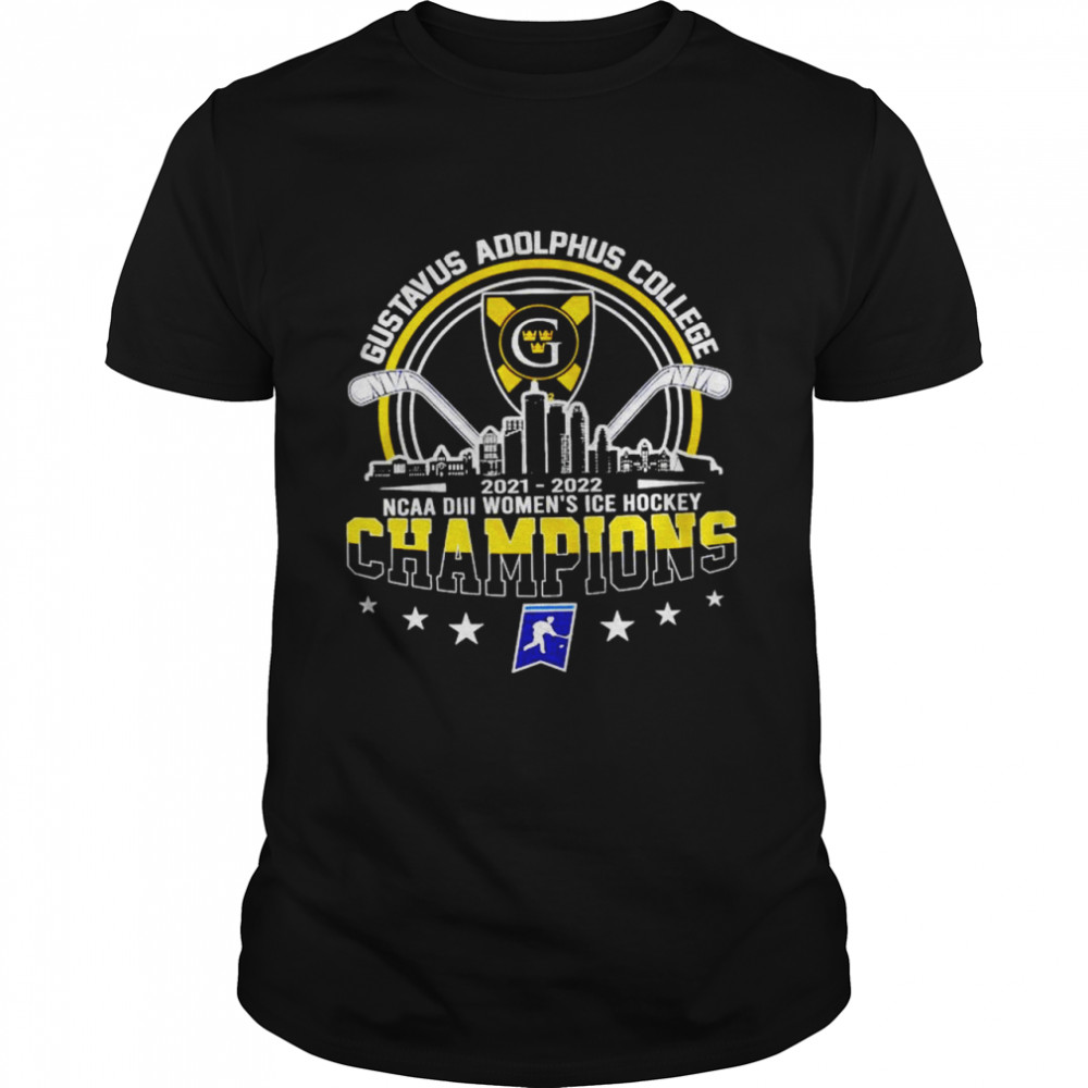 Gustavus Adolphus College 2022 DIII Women’s Ice Hockey Championship champions shirt