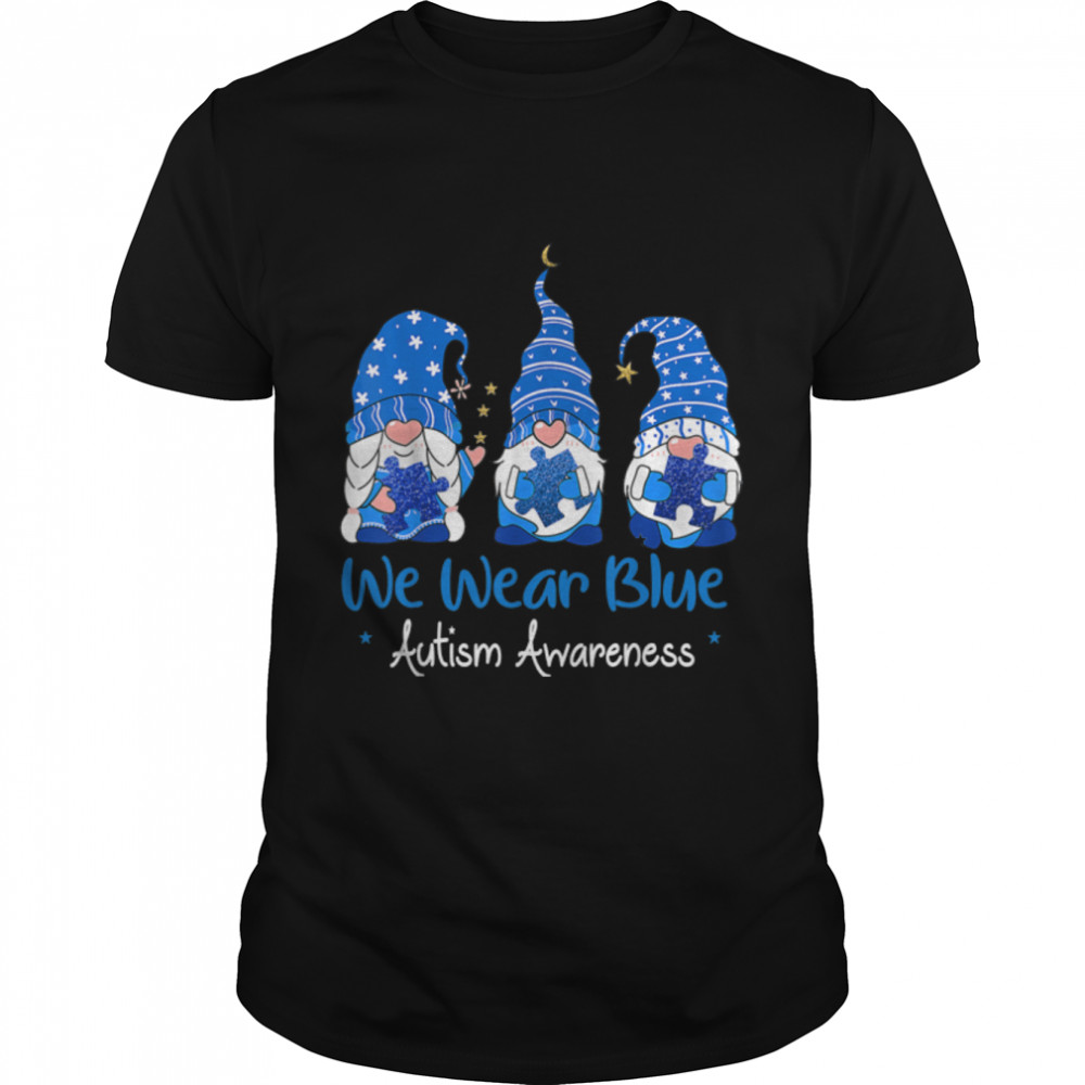 Three Gnomes Holding Blue Puzzle Autism Awareness T-Shirt B09W51GJM3