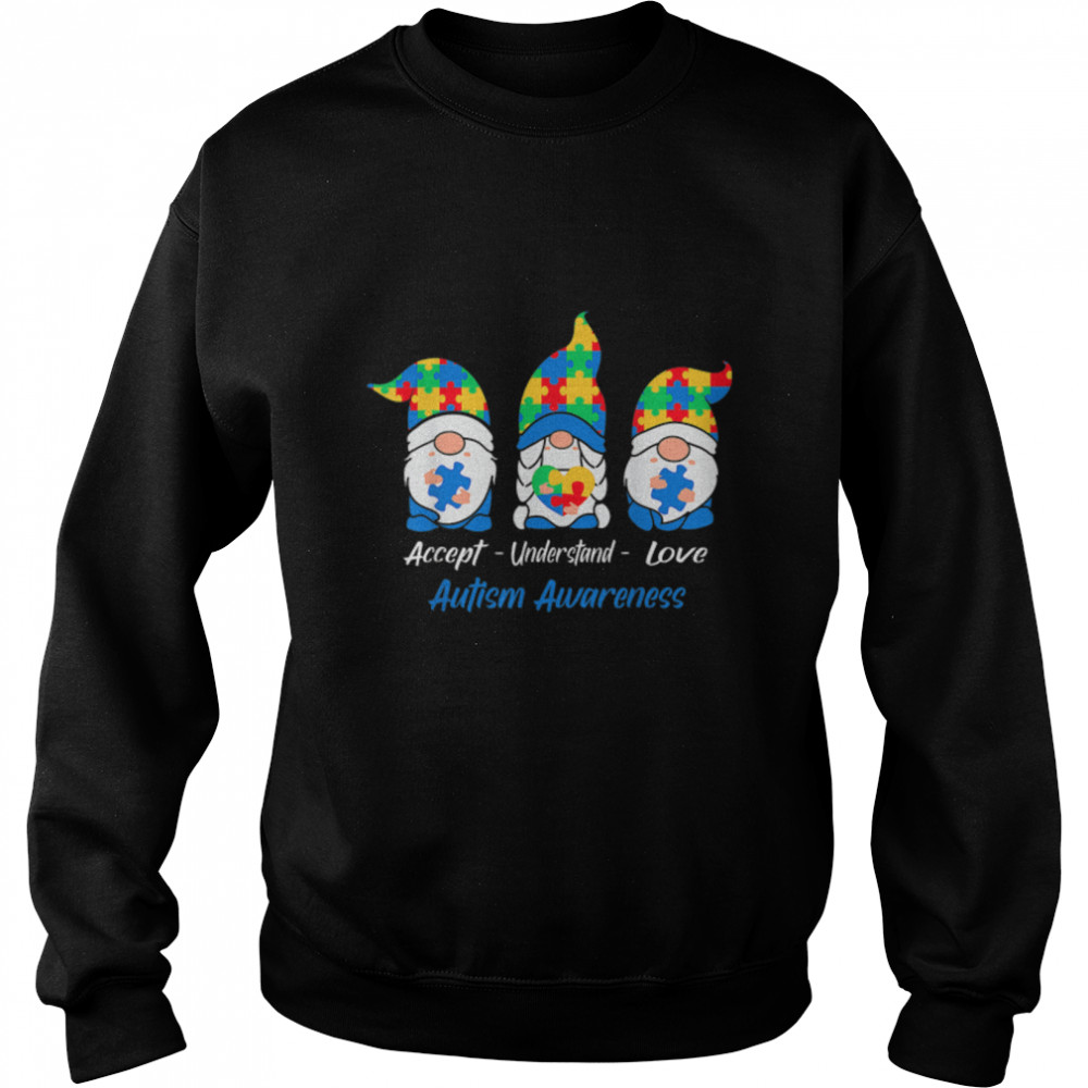 Three Gnomes Holding Puzzle Autism Awareness Month T- B09W5JDZS2 Unisex Sweatshirt