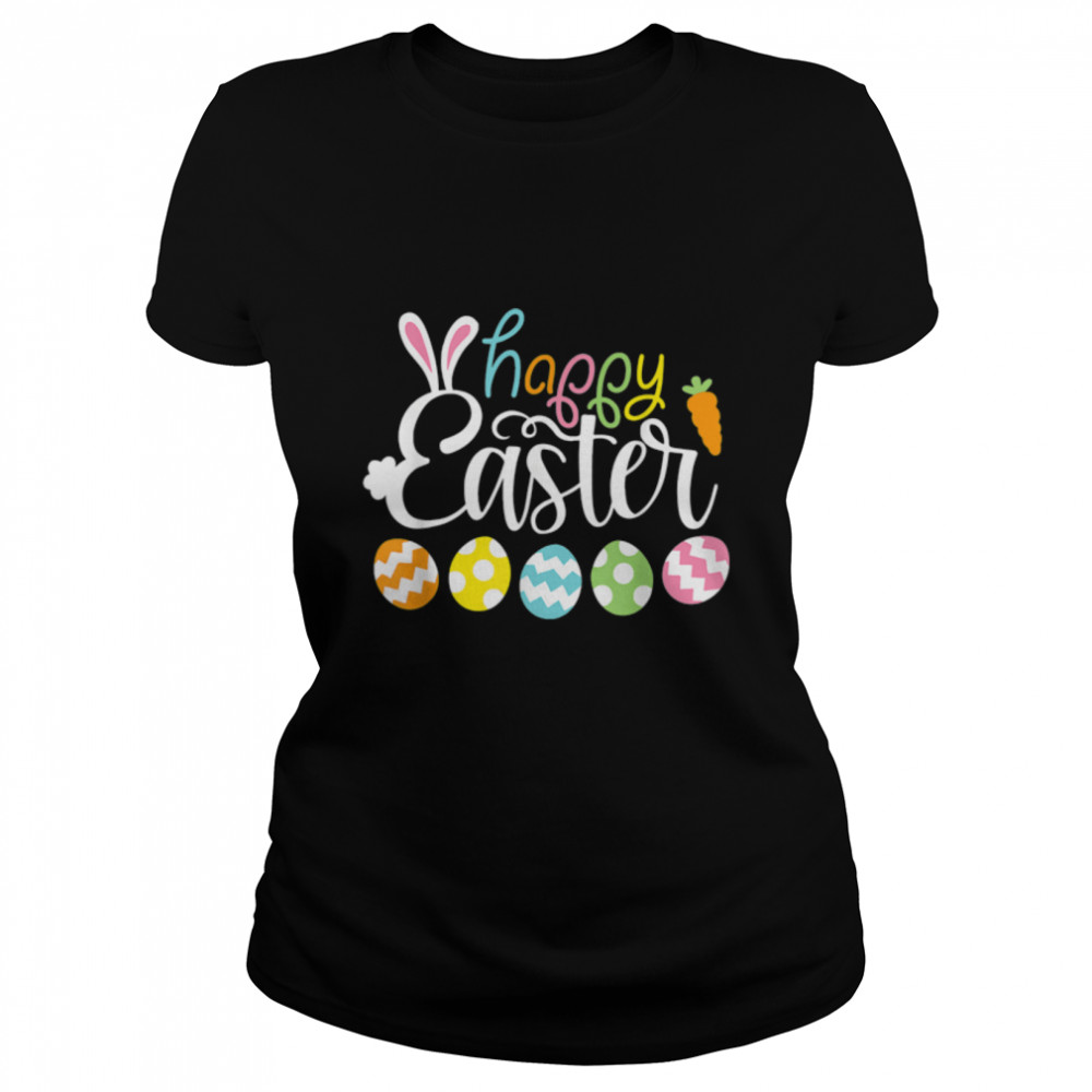 Happy Easter Day Cute Bunny With Eggs Easter Womens Girls T- B09W93M2NB Classic Women's T-shirt