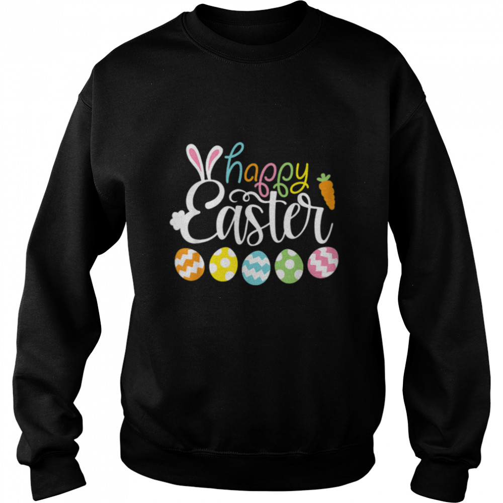Happy Easter Day Cute Bunny With Eggs Easter Womens Girls T- B09W93M2NB Unisex Sweatshirt