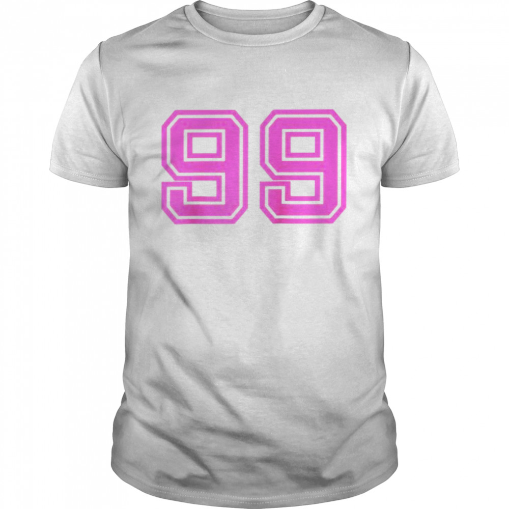 Hot Pink Retro Sports Jersey Lucky Number #99 Classic Men's T-shirt