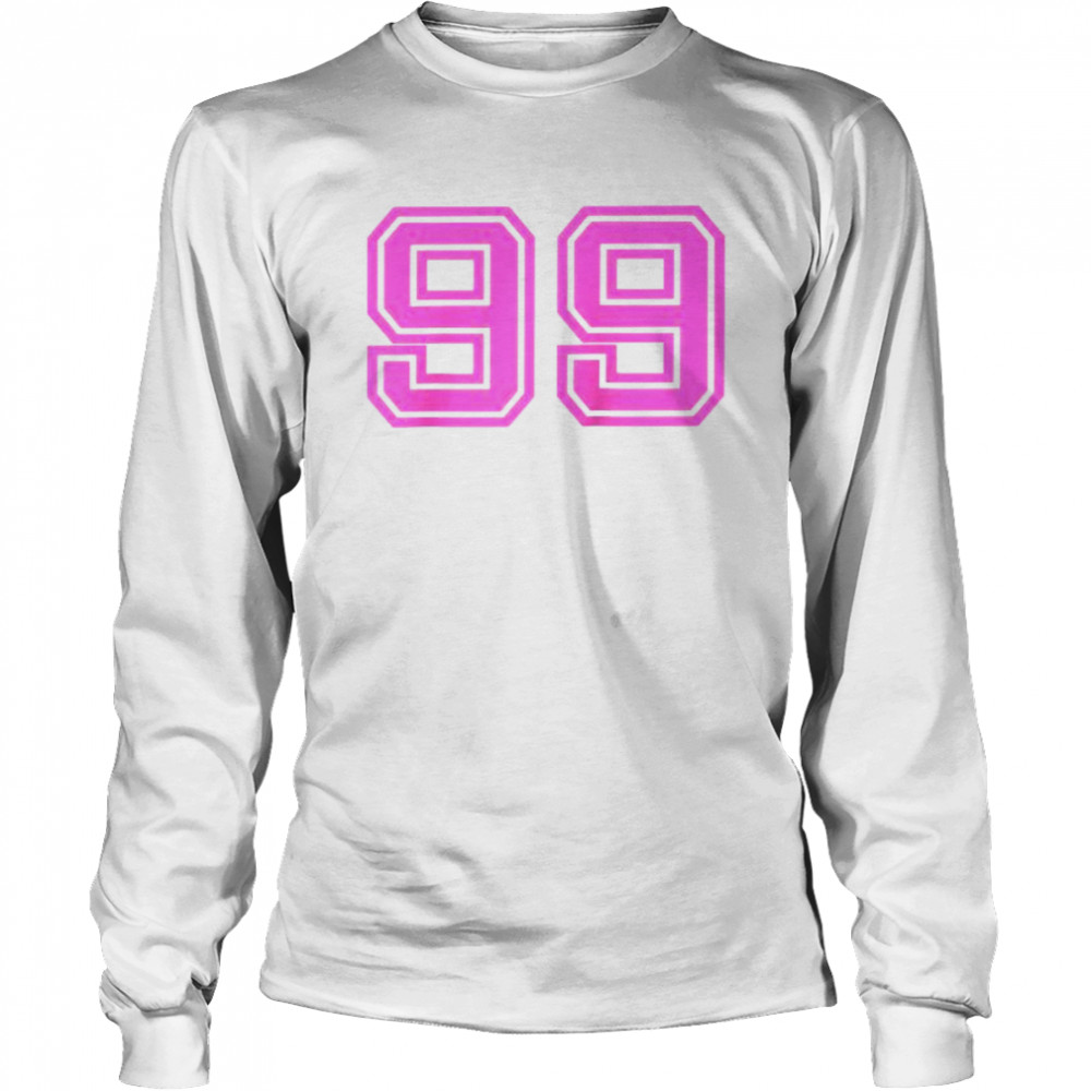 Hot Pink Retro Sports Jersey Lucky Number #99 Long Sleeved T-shirt