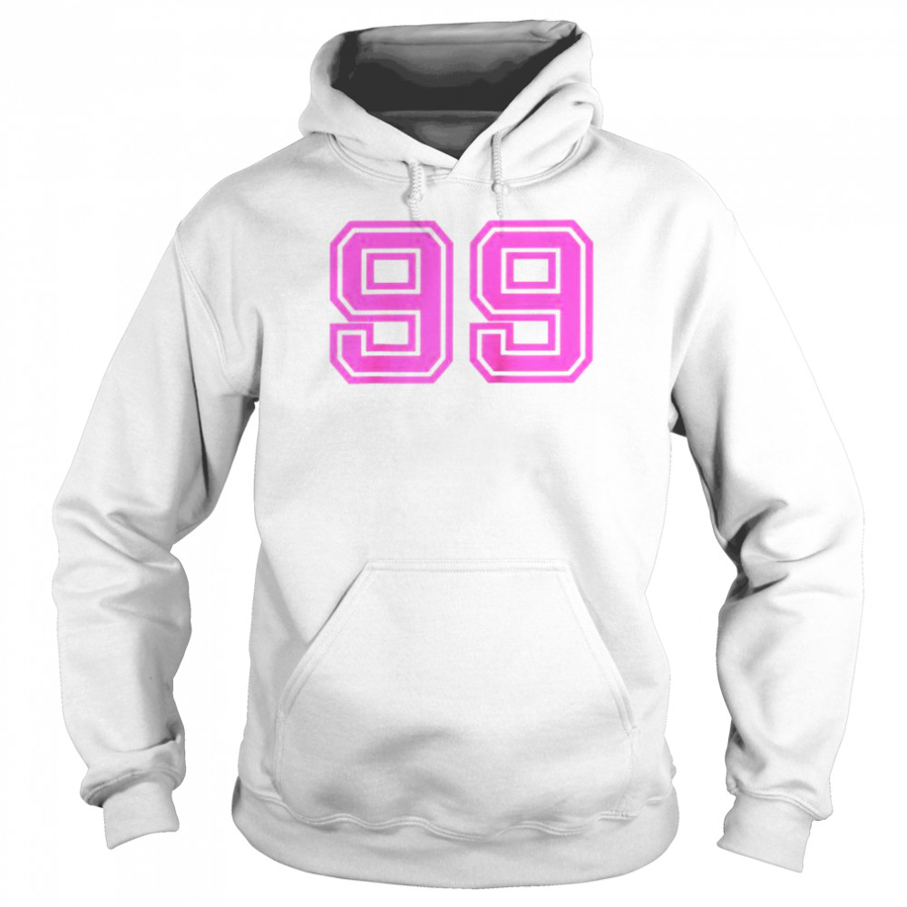 Hot Pink Retro Sports Jersey Lucky Number #99  Unisex Hoodie
