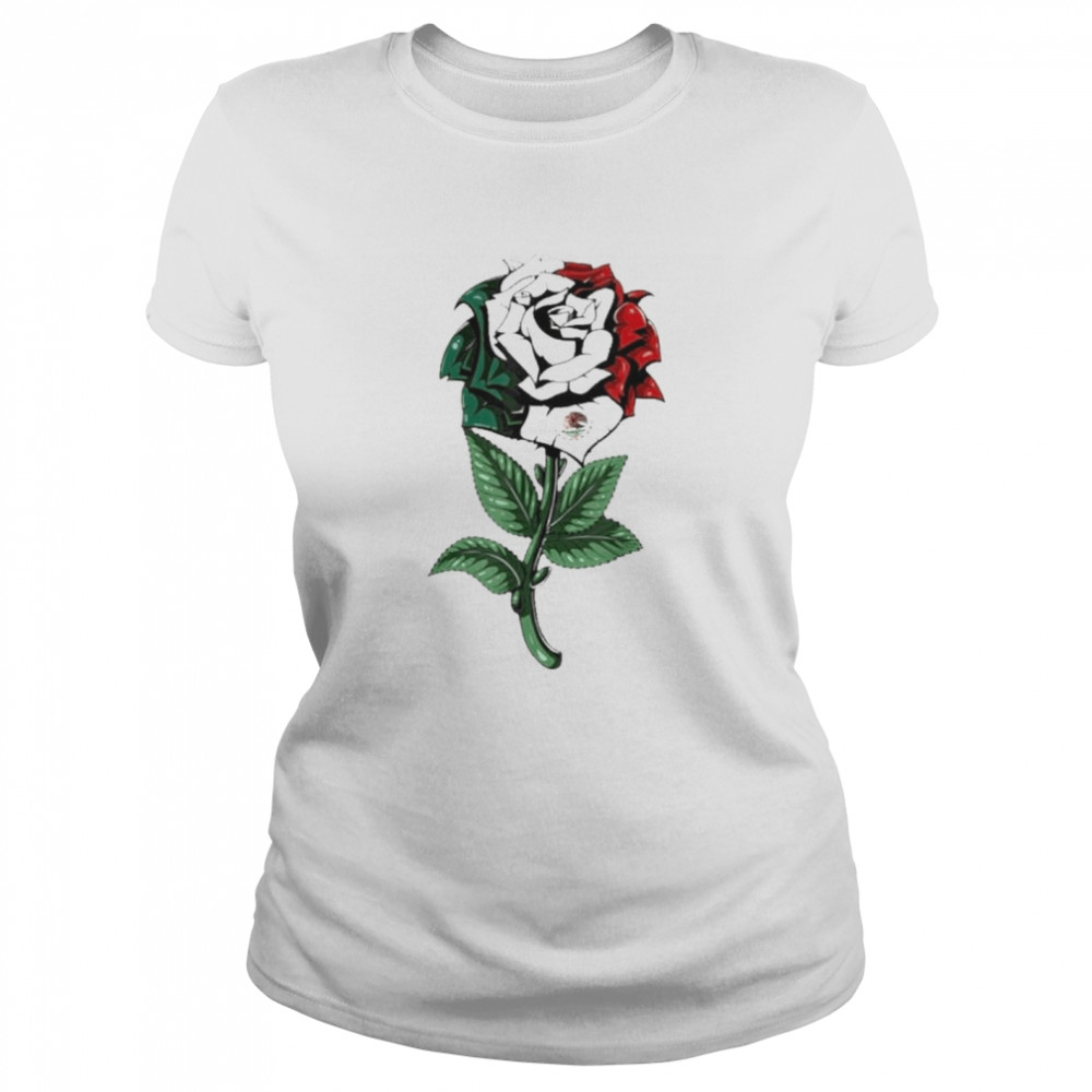 Mexico flag rose mexican shirt Classic Women's T-shirt