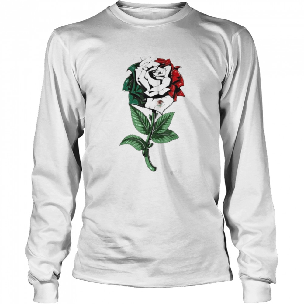 Mexico flag rose mexican shirt Long Sleeved T-shirt