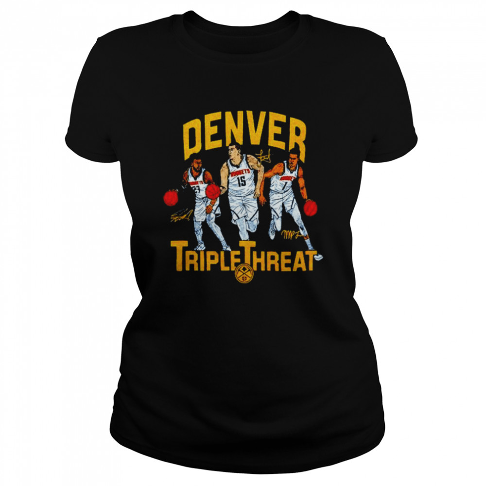 Nuggets Triple Threat Jokic Murray signature shirt Classic Women's T-shirt