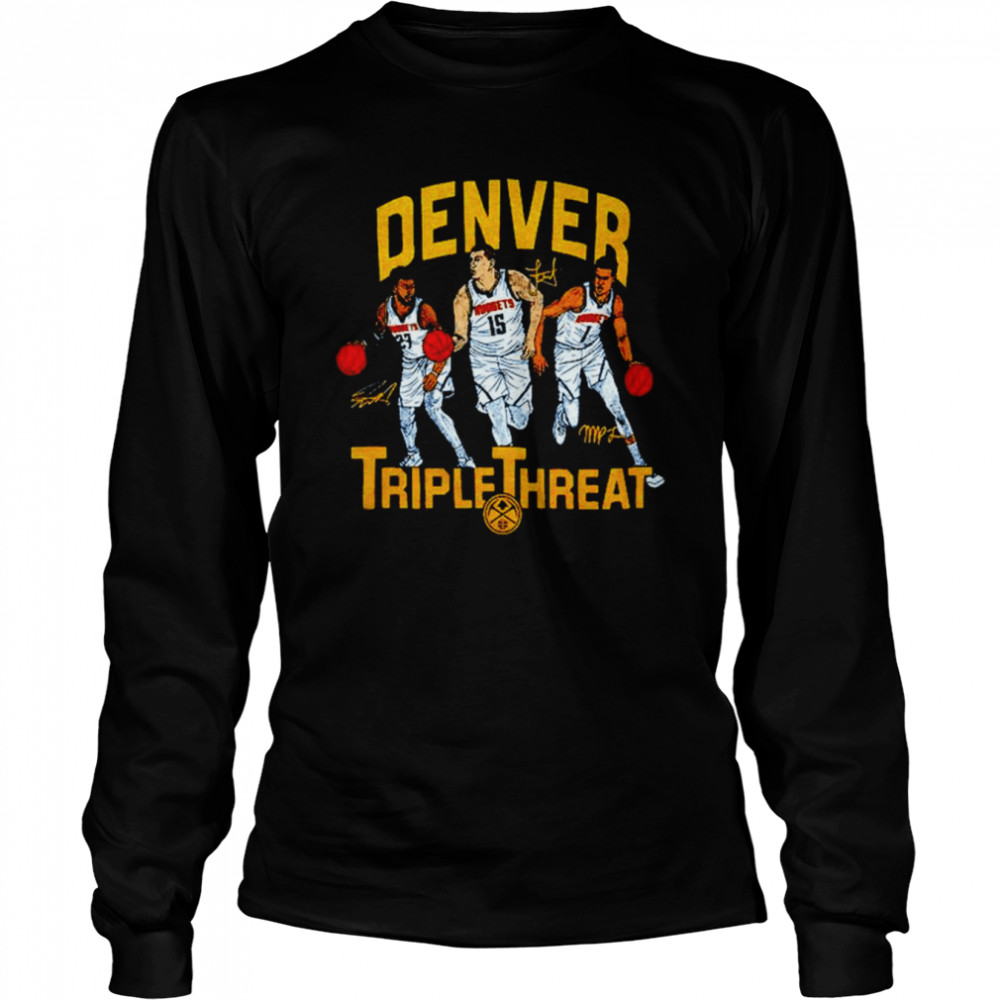Nuggets Triple Threat Jokic Murray signature shirt Long Sleeved T-shirt