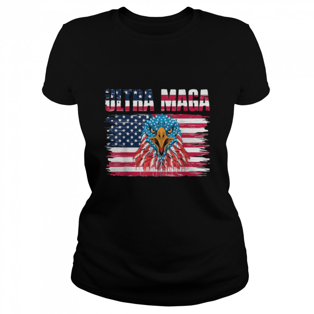 Anti Joe Biden Ultra Maga  Funny Anti Biden US Flag T- B0B185C24G Classic Women's T-shirt