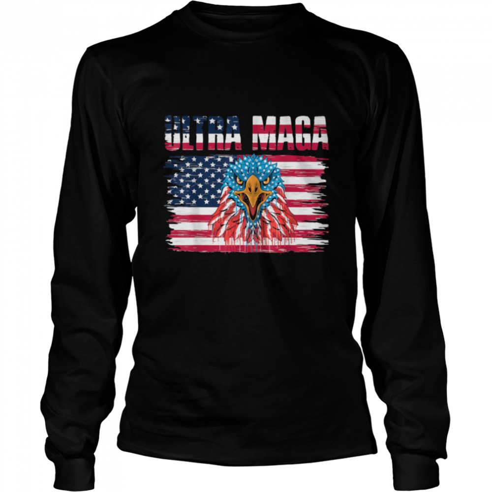 Anti Joe Biden Ultra Maga  Funny Anti Biden US Flag T- B0B185C24G Long Sleeved T-shirt