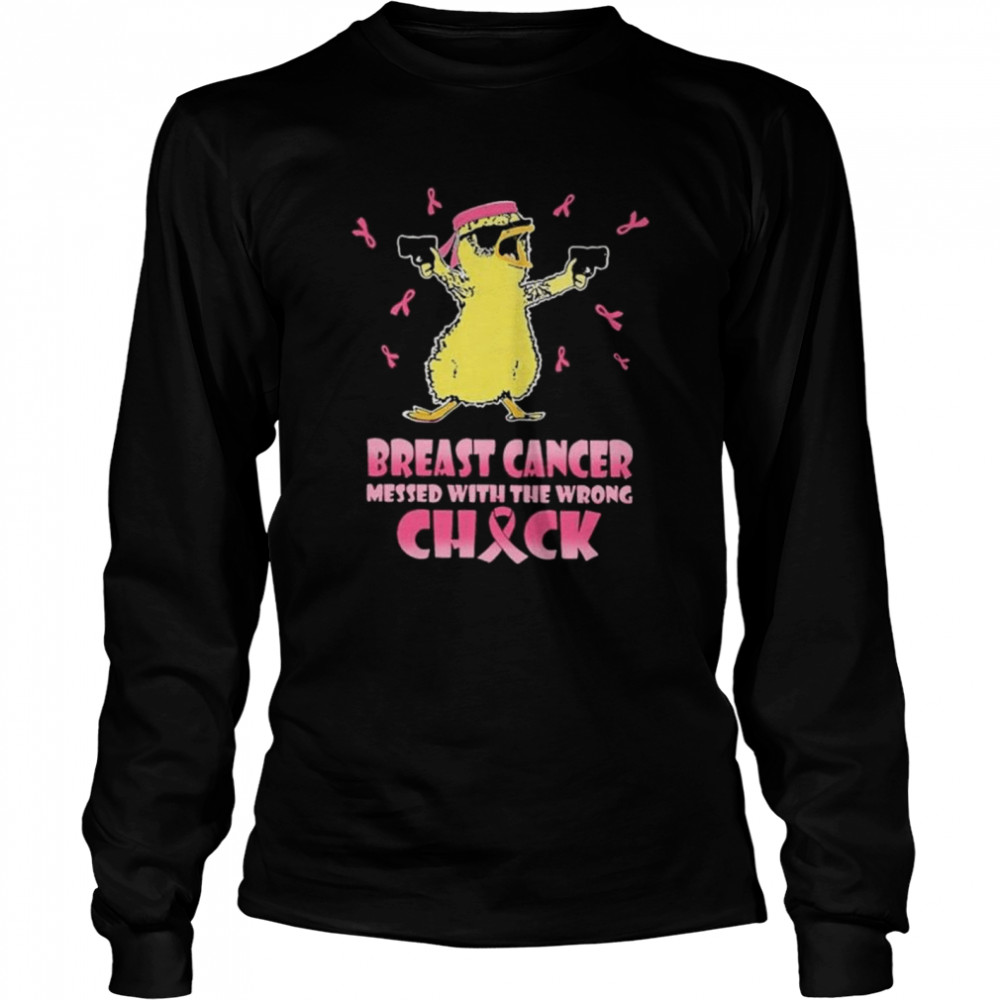 Breast cancer messed with the wrong check shirt Long Sleeved T-shirt