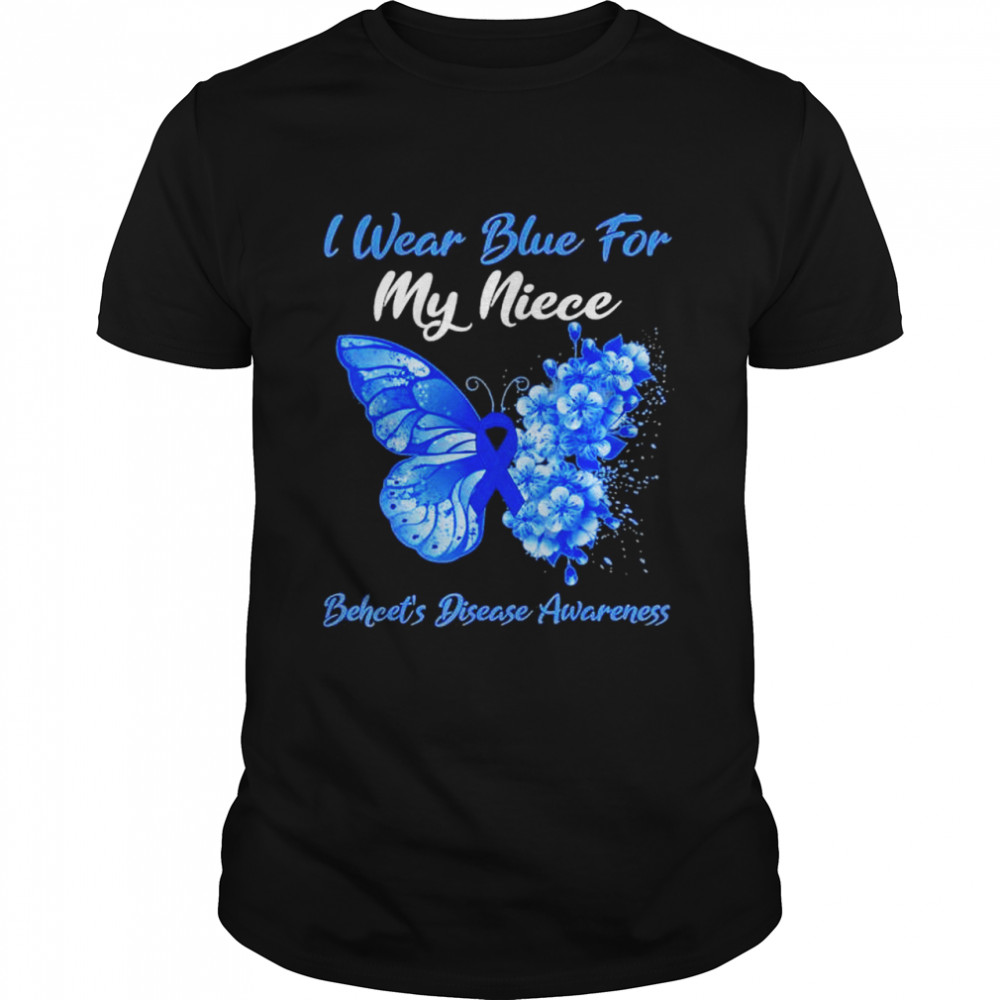 Butterfly I wear blue for my niece behcet’s disease warrior shirt Classic Men's T-shirt