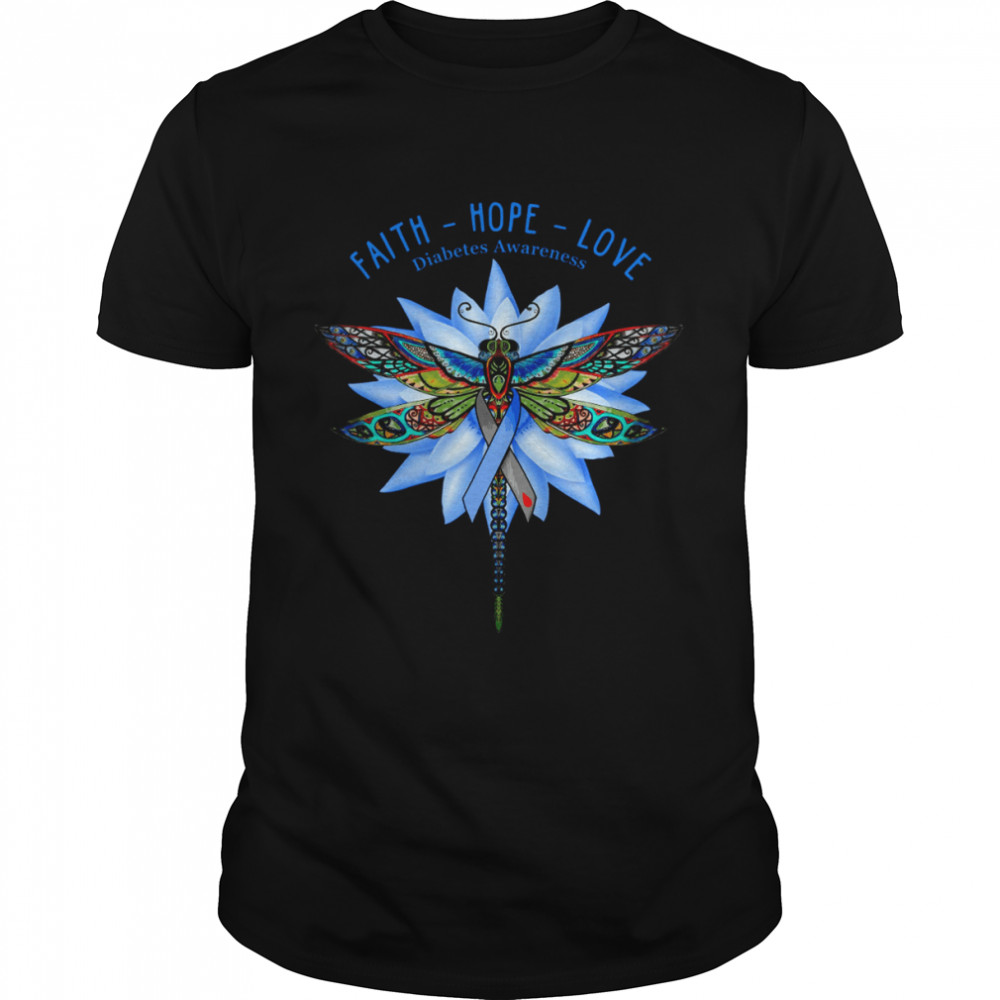 Dragonfly Faith Hope Love Diabetes Awareness  Classic Men's T-shirt