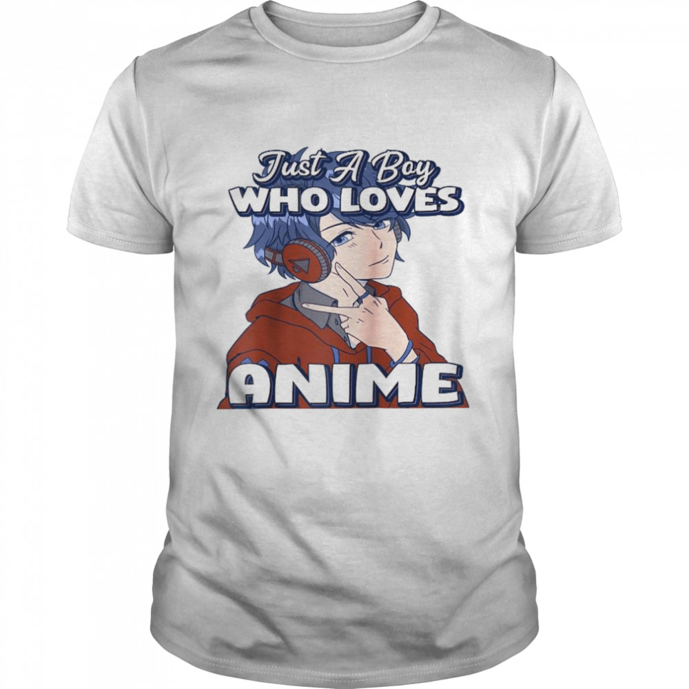 Just A Boy Who Loves Anime V Peace Symbol Fingers Fun  Classic Men's T-shirt