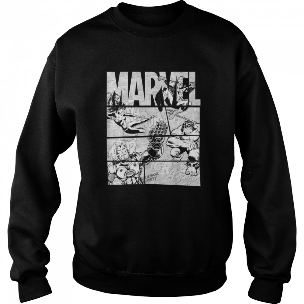 Marvel Avengers Retro Black and White Comic Graphic T- Unisex Sweatshirt