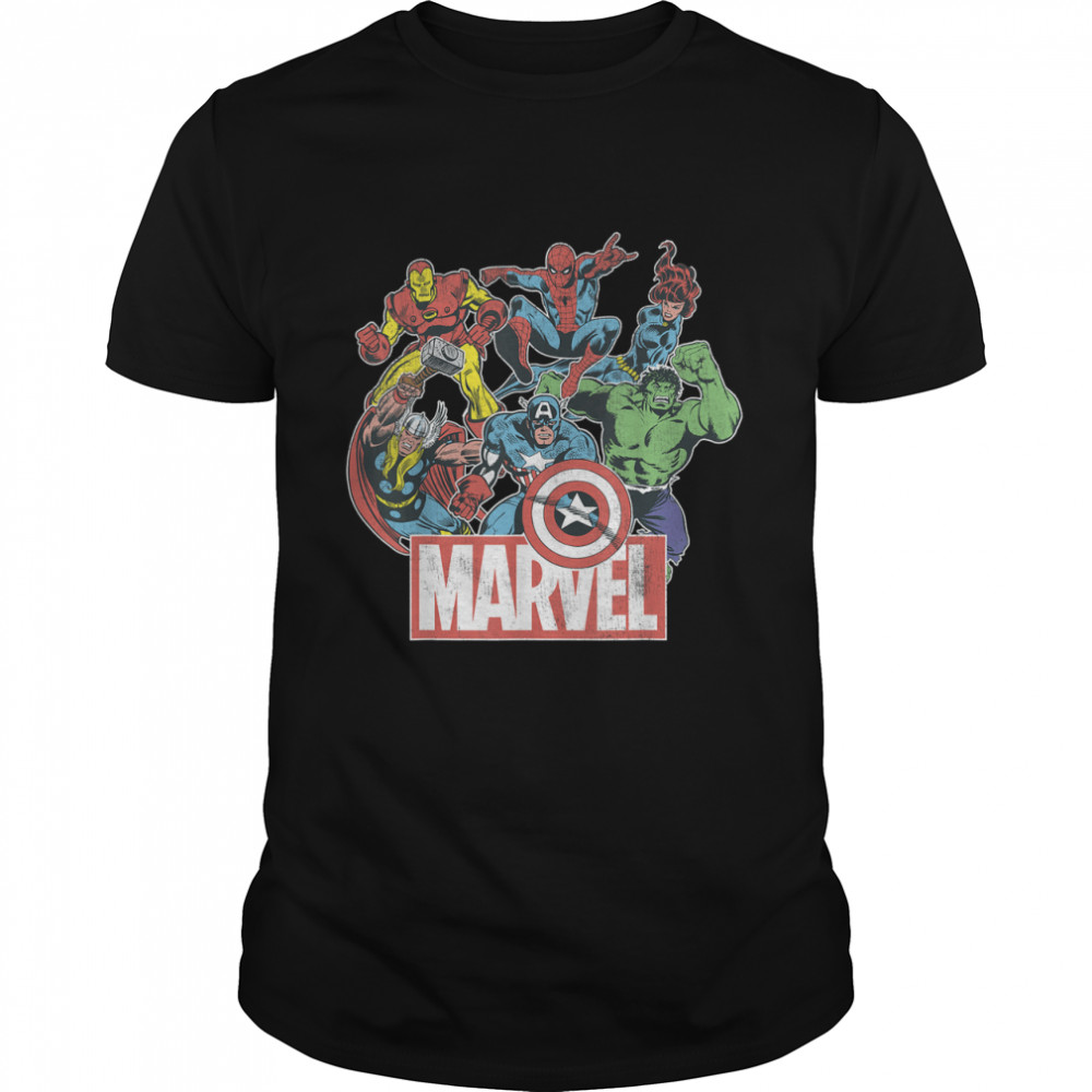Marvel Avengers Team Retro Comic Vintage Graphic T- Classic Men's T-shirt